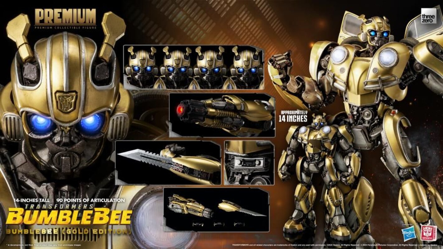 Bumblebee Gold Edition Premium Scale BBTS Exclusive threezero Transformers  Figure